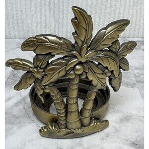 Coastal Palm Trees Tea Lights brushed gold tone
